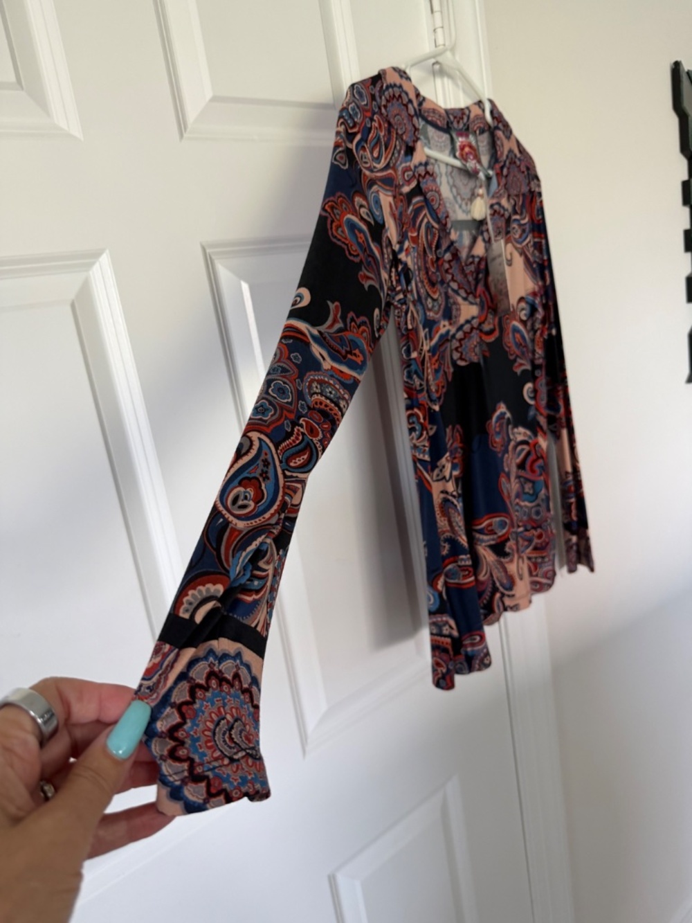JOHNNY WAS FALL PAISLEY L/S SWING POLO SIZE MEDIUM - Picture 4 of 5